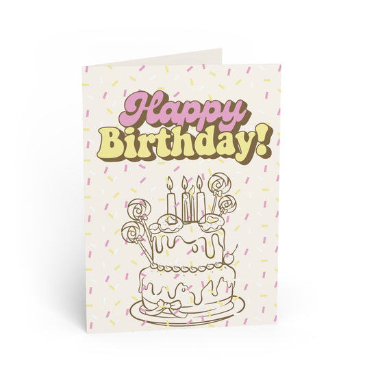 "Happy Birthday"(Pink & Yellow) - Birthday Card